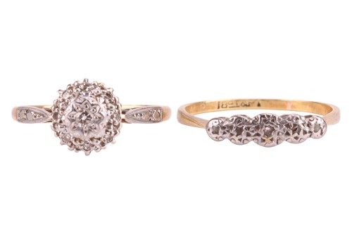 Lot 166 - Two diamond-set rings; the first features a...