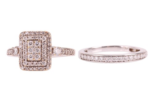 Lot 116 - A diamond-set engagement ring and a matching...