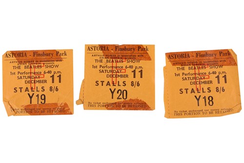 Lot 58 - The Beatles: three original ticket stubs for...