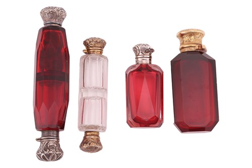 Lot 314 - A collection of silver and gilt metal mounted...