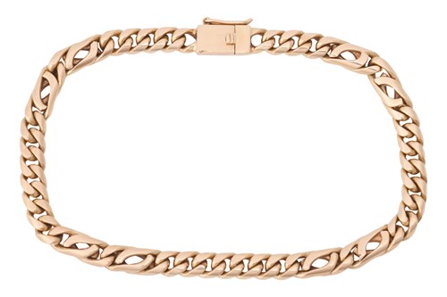 Lot 11 - A Figaro curb link bracelet, with rounded...