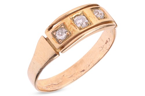 Lot 193 - An old-cut diamond half hoop ring, with an...