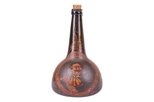 Lot A Dutch 18th-century green glass wine bottle,...