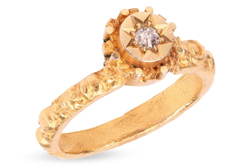 Lot 204 - A diamond-set ring, the round ring head...