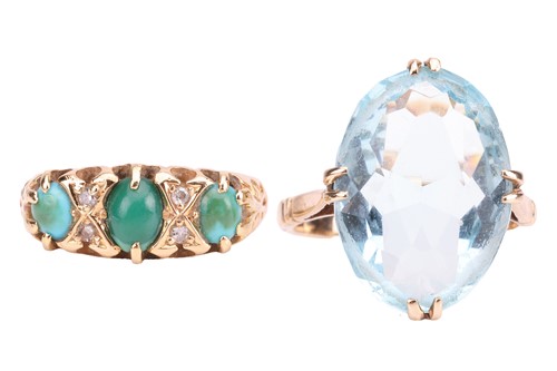 Lot Two gem-set rings; to include a turquoise and...