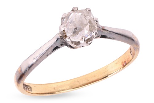 Lot An old-cut diamond solitaire ring, comprising...