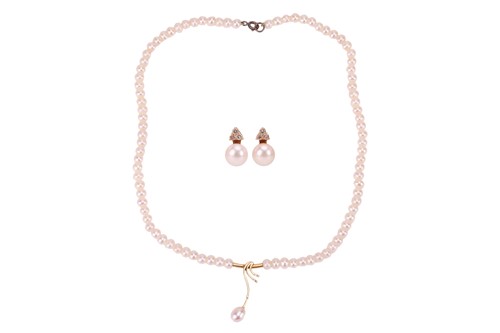 Lot 42 - A cultured pearl necklace with a pair of stud...