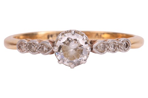 Lot 124 - A diamond solitaire ring, centred with an old...