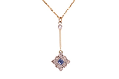 Lot A sapphire and diamond pendant, the...