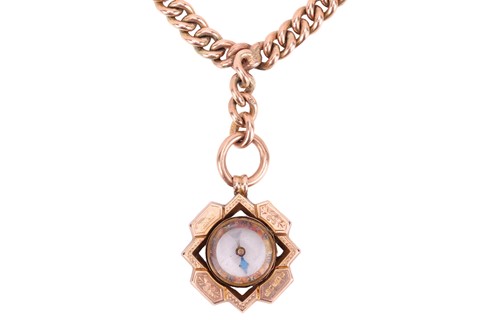 Lot A 9ct gold Albert chain with compass fob,...