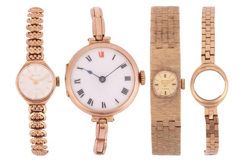 Lot 312 - Four Wrist Watches; The first an Accurist 9ct...