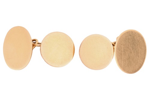 Lot A pair of cufflinks in 18ct yellow gold, each...