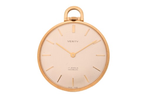 Lot A ‘14K’ open-face pocket watch by Verity,...