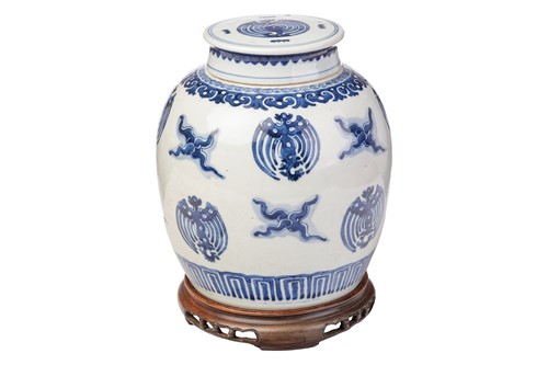 Lot A Chinese blue and white ginger jar and cover,...