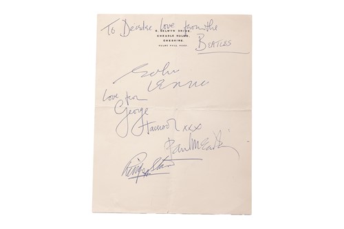 Lot The Beatles: an autographed page, bearing the...