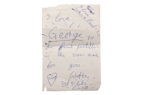 Lot The Beatles: an autographed page, bearing the...