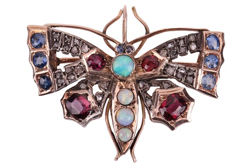 Lot 1 - A late Victorian multi gem-set butterfly...