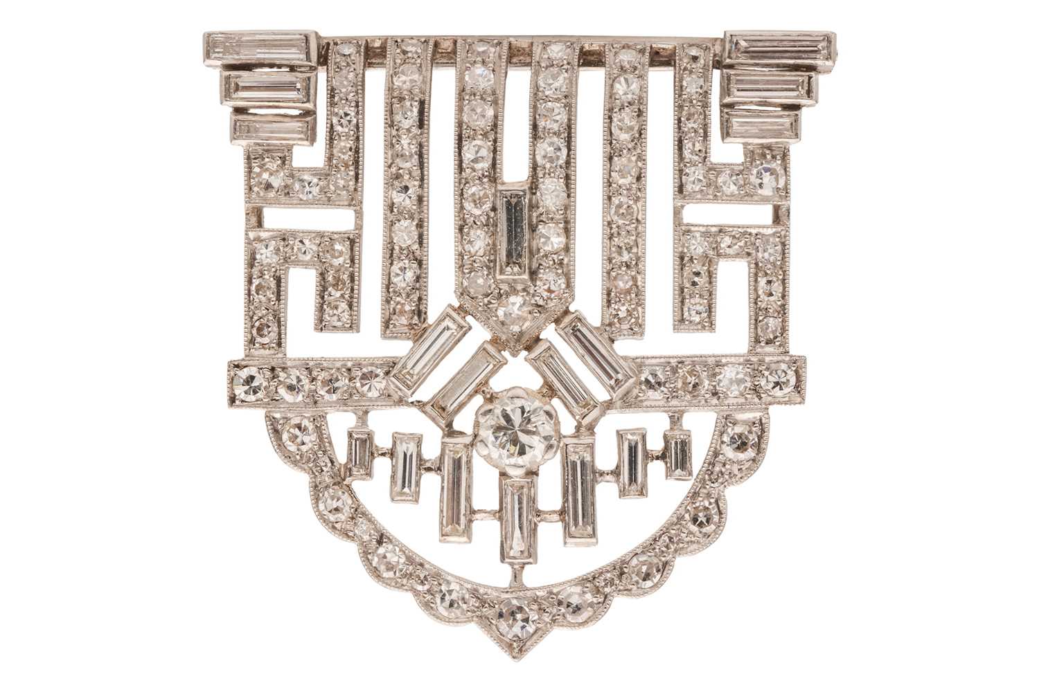 Lot 319 - An Art Deco diamond-set dress clip, of...