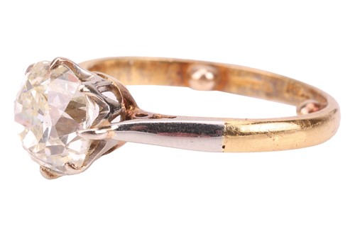 Lot 250 - An old-cut diamond solitaire ring, with an...