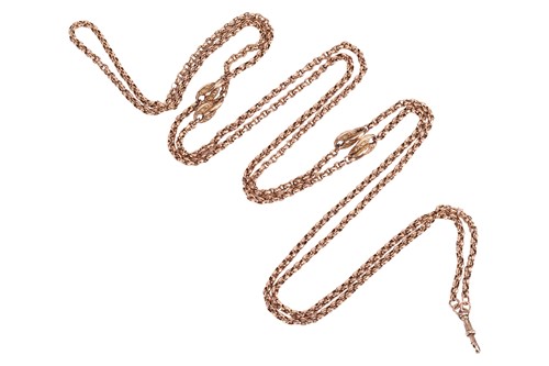 Lot A Victorian guard chain, comprising a long...