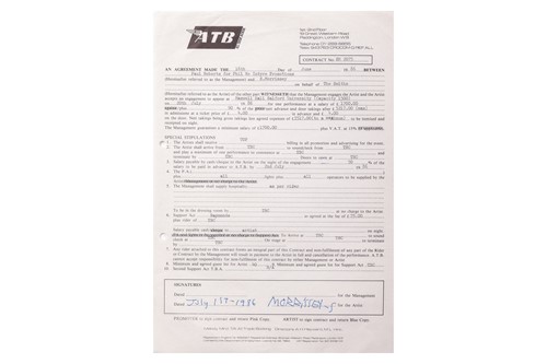 Lot The Smiths: the original live booking contract...