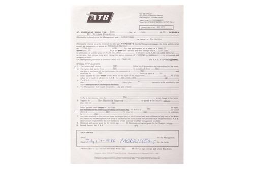 Lot The Smiths: the original live booking contract...
