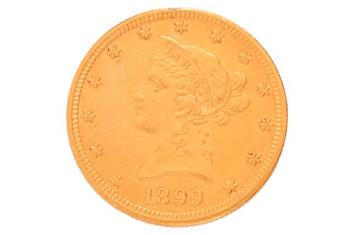 Lot 134 - A United States ten-dollar "Eagle" gold coin,...