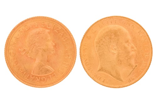 Lot 146 - Two gold sovereign coins, including an...