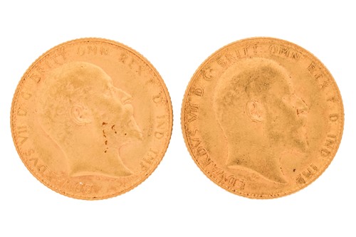 Lot 145 - Two Edward VII gold sovereigns, 1905 and 1907,...