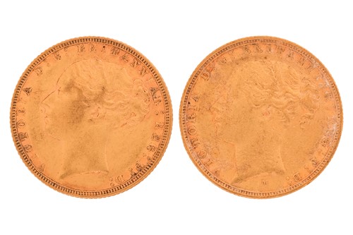 Lot 139 - Two "Young Head" Victorian gold sovereign...