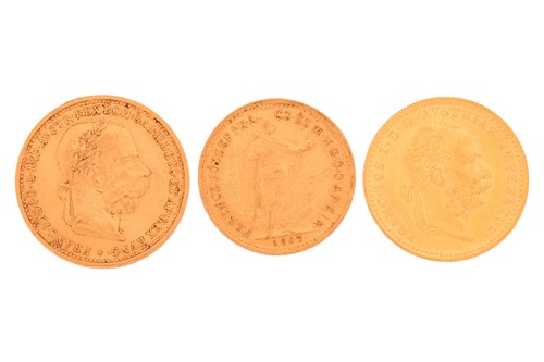 Lot 126 - A collection of three Austro/Hungarian gold...
