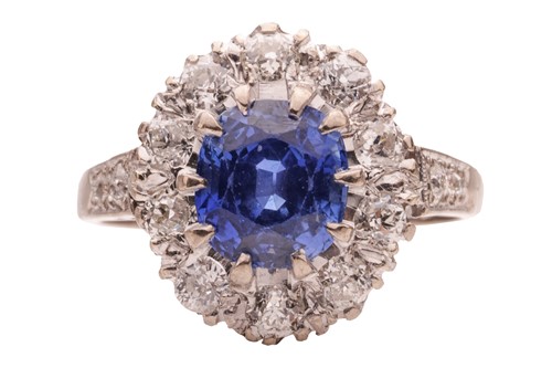 Lot 298 - An unheated Burmese sapphire and diamond...