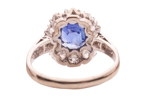 Lot 298 - An unheated Burmese sapphire and diamond...