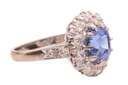 Lot 298 - An unheated Burmese sapphire and diamond...
