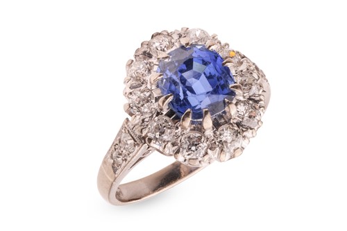 Lot An unheated Burmese sapphire and diamond...