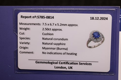 Lot 298 - An unheated Burmese sapphire and diamond...