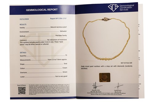 Lot 282 - A natural saltwater pearl necklace with an Art...