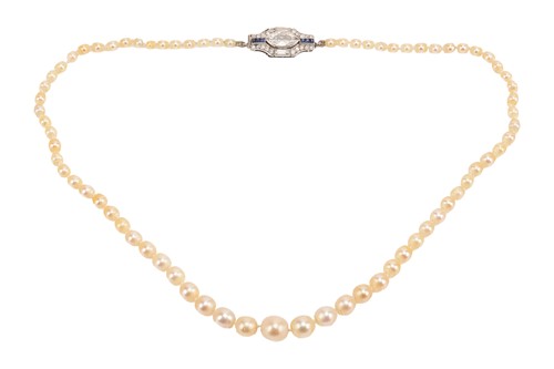 Lot 282 - A natural saltwater pearl necklace with an Art...