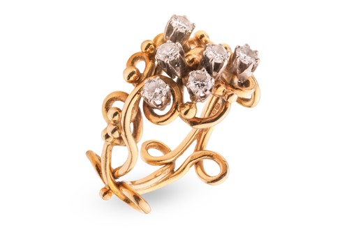 Lot 39 - A Modernist diamond-set dress ring in 18ct...