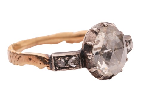 Lot A late George III rose-cut diamond solitaire...