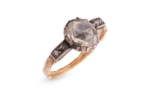 Lot A late George III rose-cut diamond solitaire...