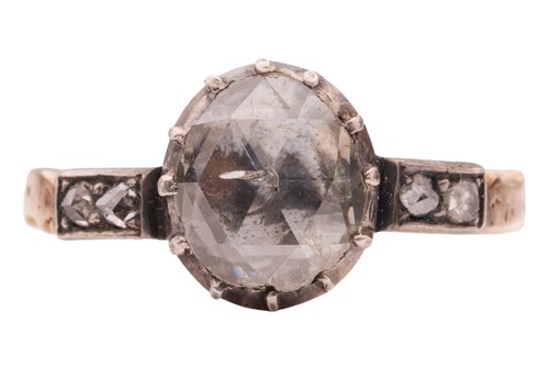 Lot A late George III rose-cut diamond solitaire...