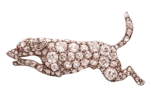 Lot A Victorian diamond-set greyhound brooch,...