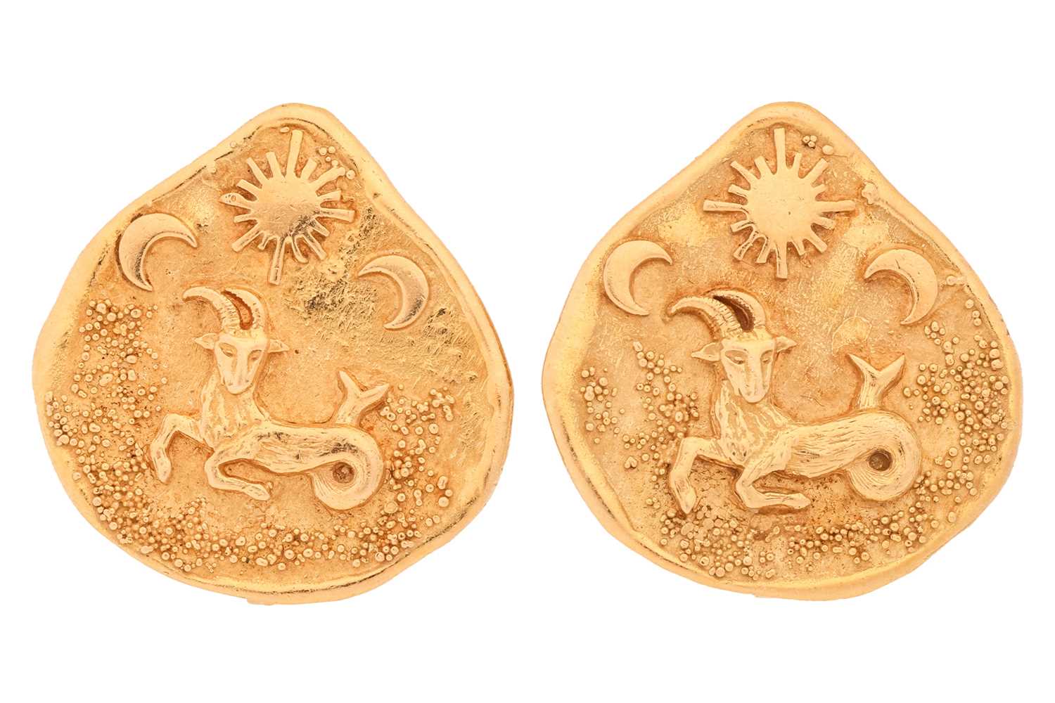 Lot Elizabeth Gage - a pair of Capricorn clip-on...