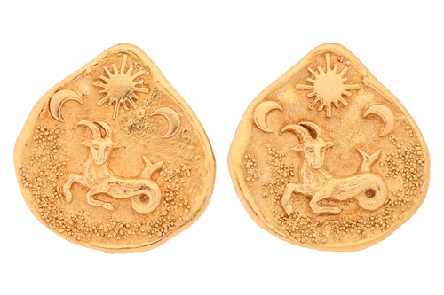 Lot Elizabeth Gage - a pair of Capricorn clip-on...
