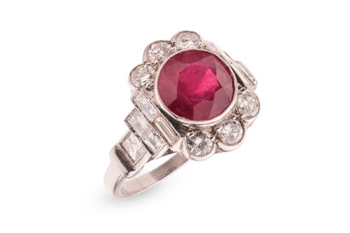 Lot 244 - An Art Deco-style ruby and diamond dress ring,...