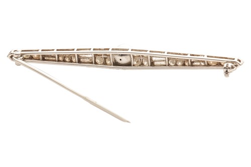 Lot Cartier - an Art Deco diamond and pearl bar...
