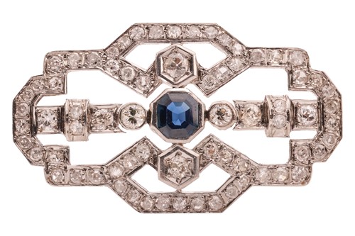 Lot 242 - An Art Deco sapphire and diamond brooch, of...