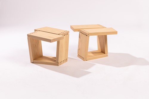 Lot A pair of Fold-Up Plank Stools, designed by...