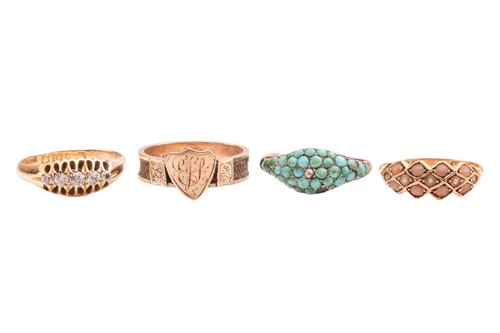 Lot 41 - A group of four gem-set rings; The first a...